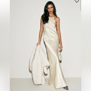 REFORMATION JEANY SILK DRESS IN FIOR DI LATTE, SIZE SMALL